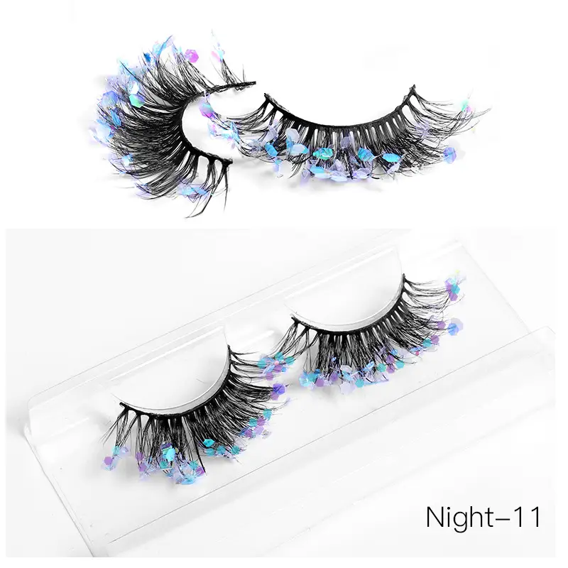 False Eyelashes Velvet Glitter Black Night-04
