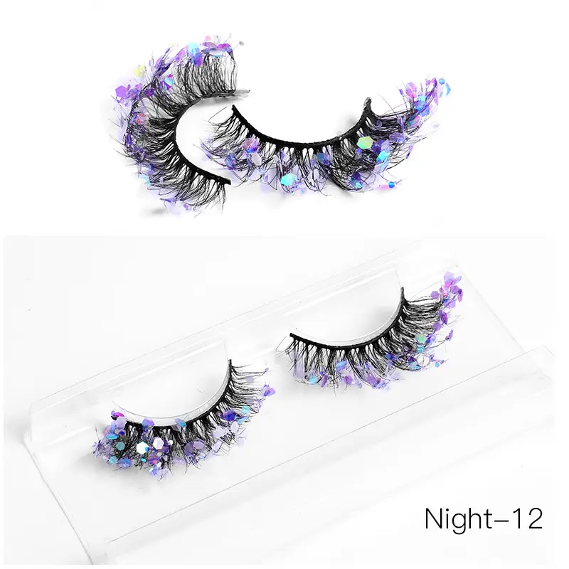 False Eyelashes Velvet Glitter Black Night-04