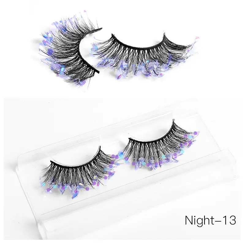 False Eyelashes Velvet Glitter Black Night-04
