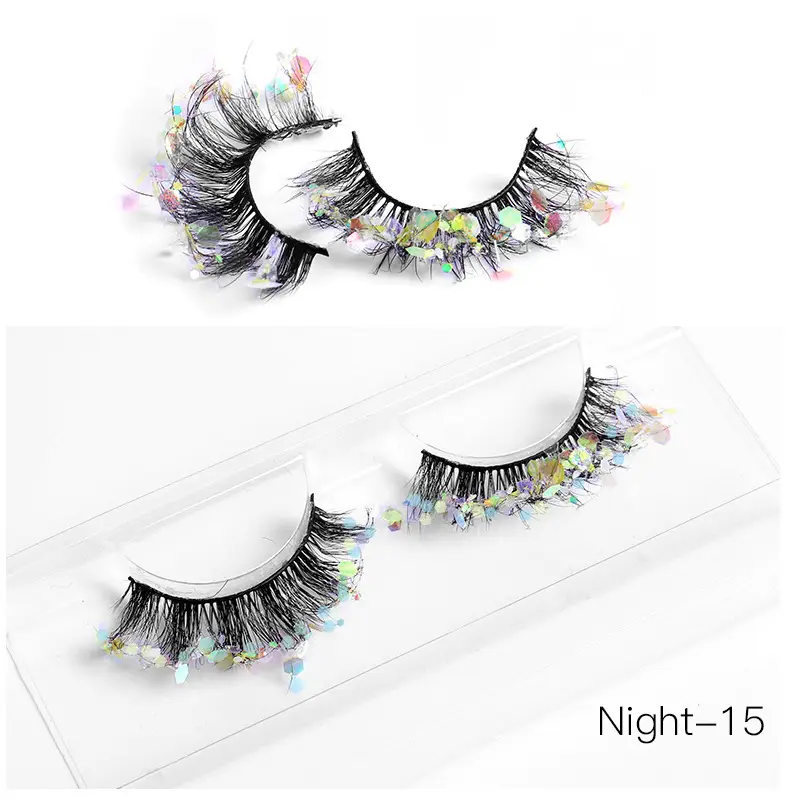 False Eyelashes Velvet Glitter Black Night-04
