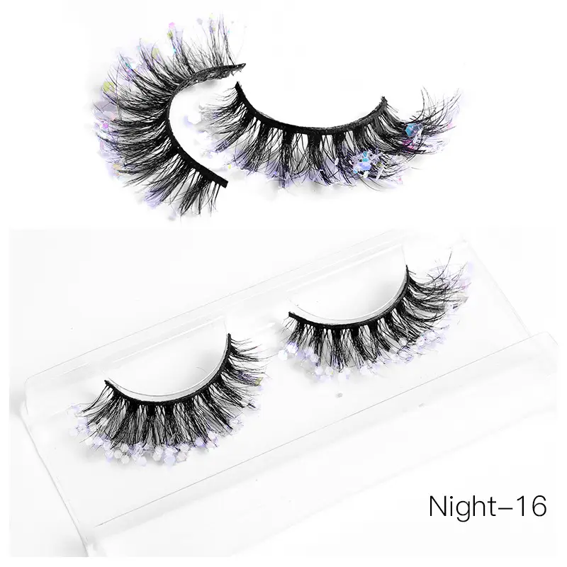 False Eyelashes Velvet Glitter Black Night-04