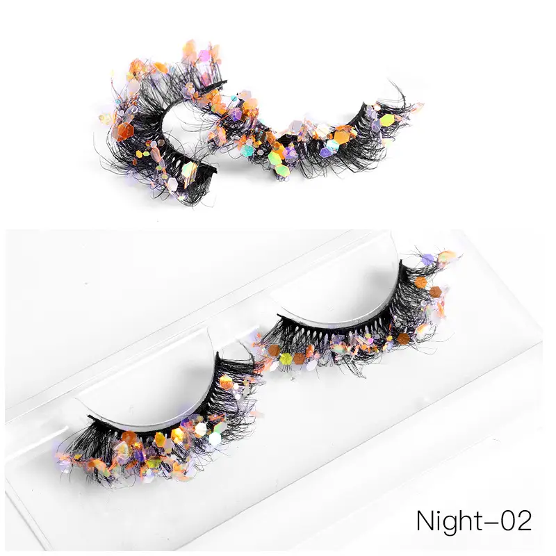 False Eyelashes Velvet Glitter Black Night-04