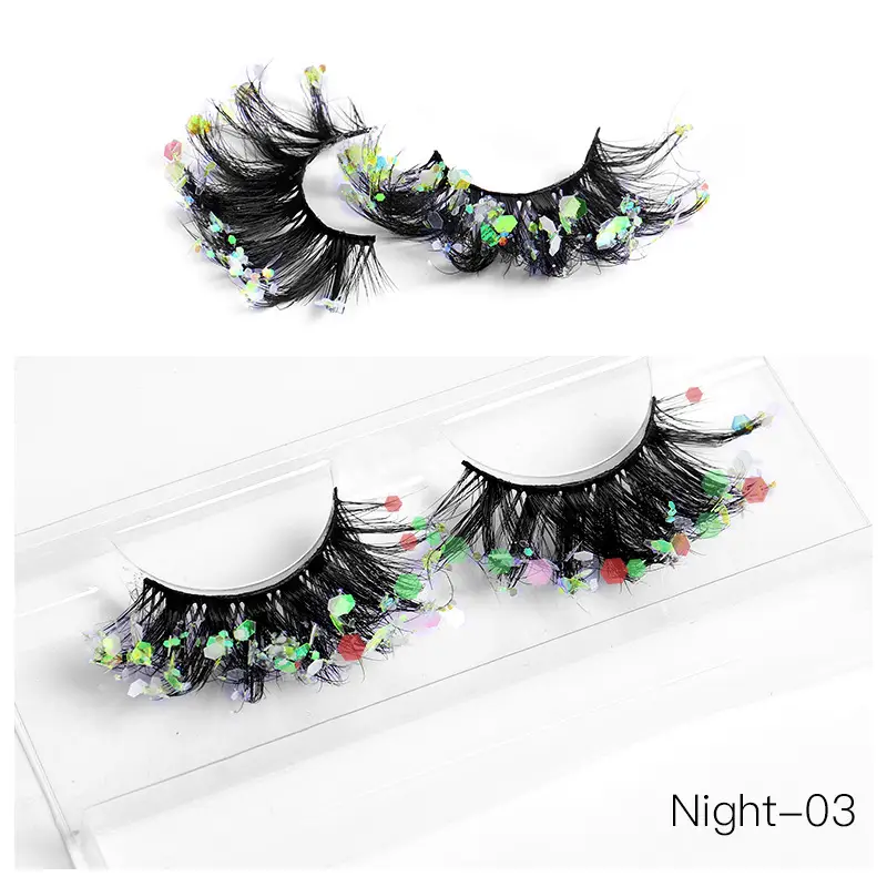 False Eyelashes Velvet Glitter Black Night-04