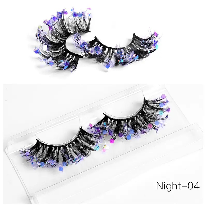 False Eyelashes Velvet Glitter Black Night-04