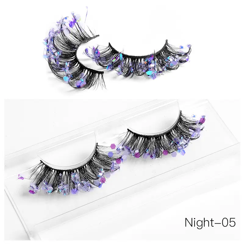 False Eyelashes Velvet Glitter Black Night-04