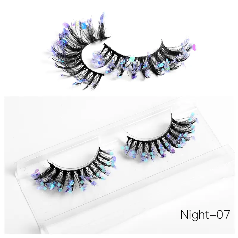 False Eyelashes Velvet Glitter Black Night-04