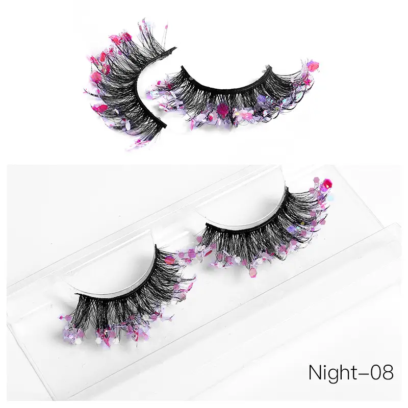 False Eyelashes Velvet Glitter Black Night-04