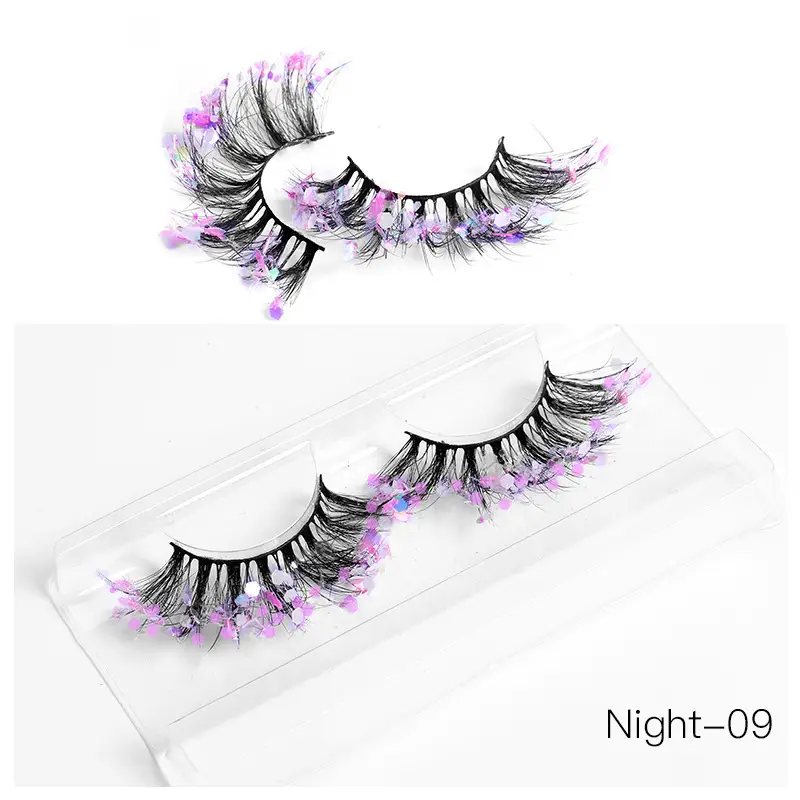 False Eyelashes Velvet Glitter Black Night-04