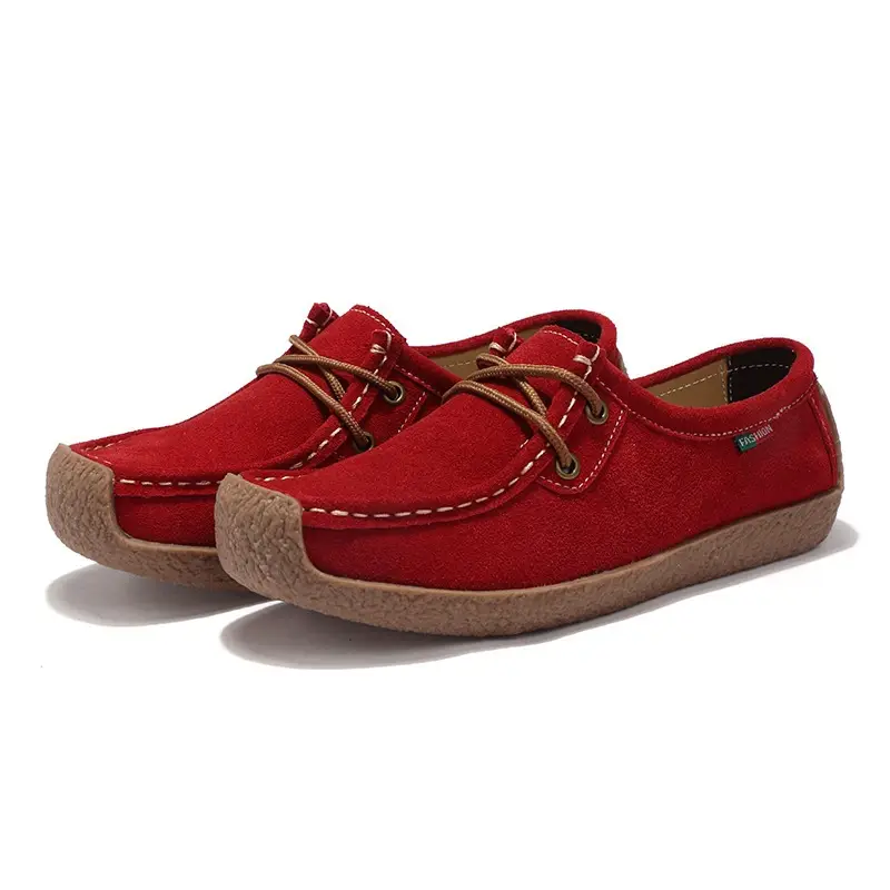 Red Casual Women's Sneakers with Flannel Sole