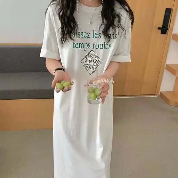 White Long Sleeve T-Shirt Dress Summer 2025 - Image 5