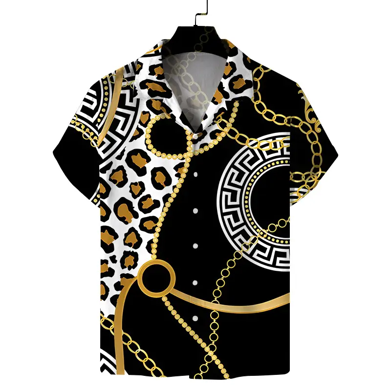 Men's Blue Star Pattern Short Sleeve Shirt Large — feature 4