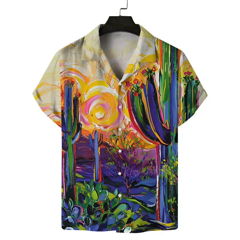 Men's Blue Star Pattern Short Sleeve Shirt Large - Image 6