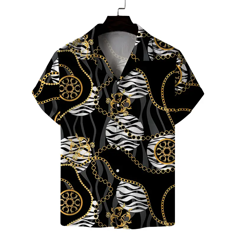 Men's Blue Star Pattern Short Sleeve Shirt Large — feature 6