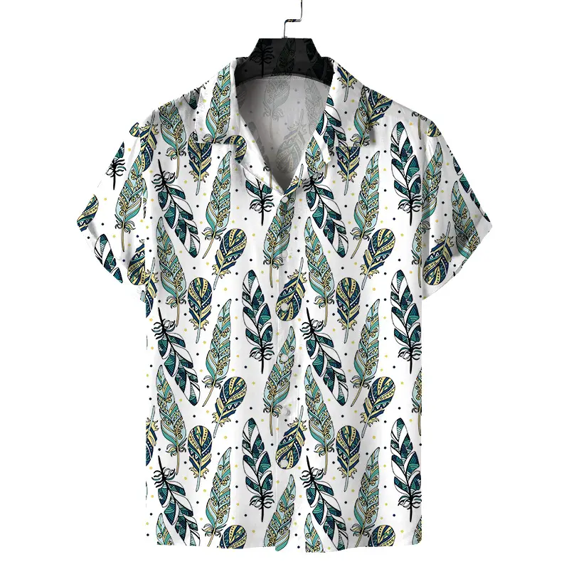 Men's Blue Star Pattern Short Sleeve Shirt Large — feature 5