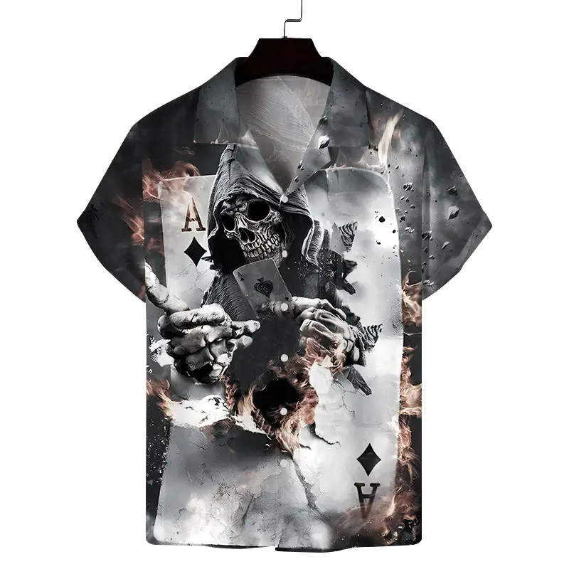 Men's Blue Star Pattern Short Sleeve Shirt Large — feature 7