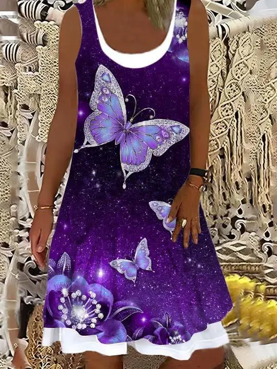 Women Sleeveless Blue Anchor Midi Dress Summer 2022 - Image 15