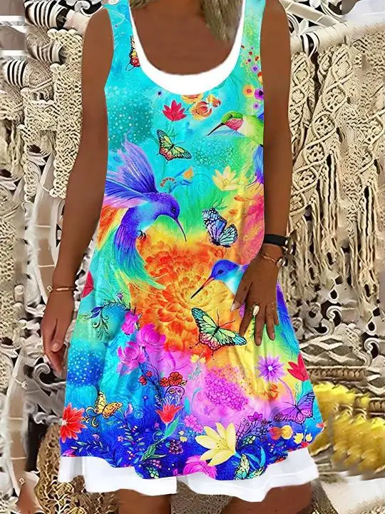 Women Sleeveless Blue Anchor Midi Dress Summer 2022 - Image 18