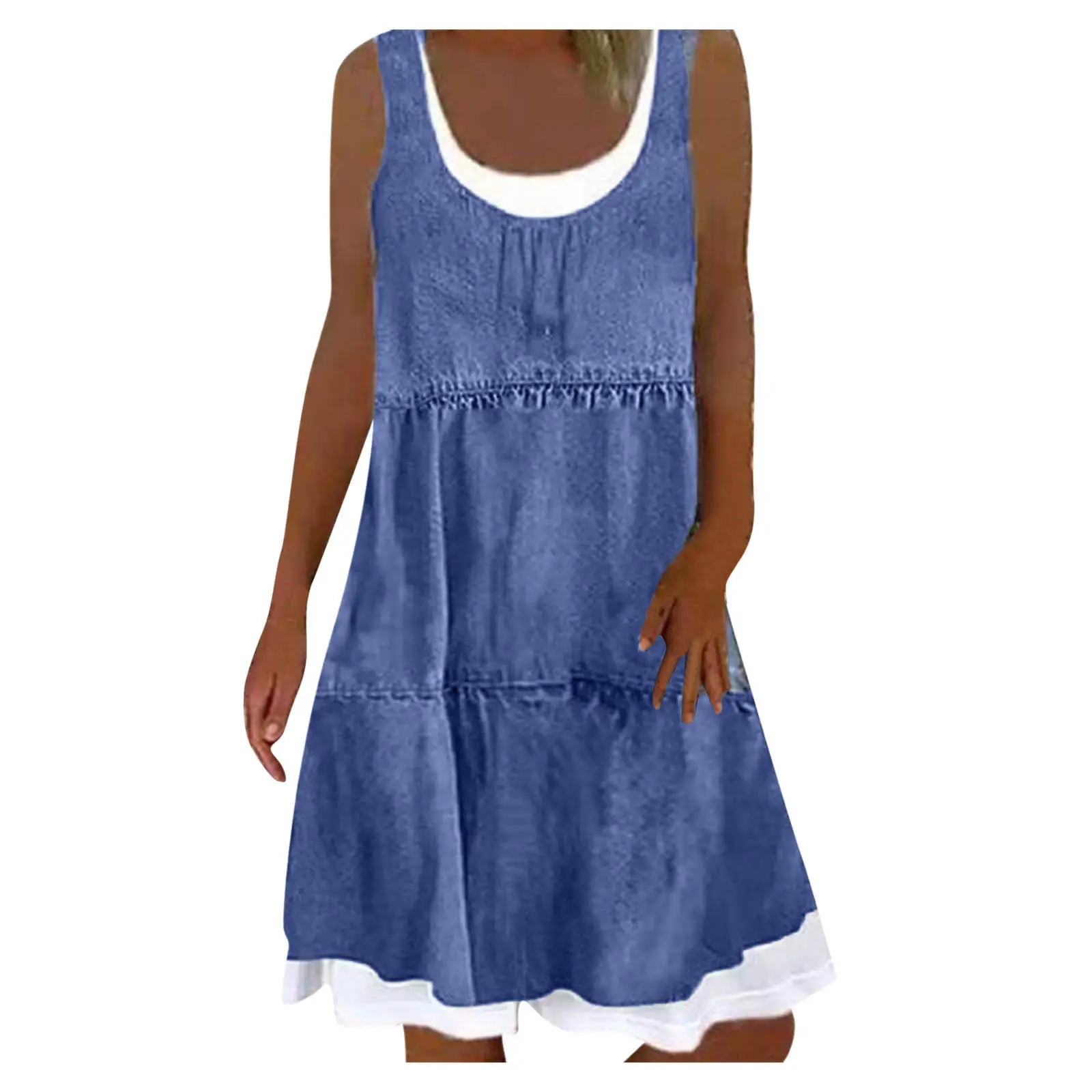 Women Sleeveless Blue Anchor Midi Dress Summer 2022 - Image 19
