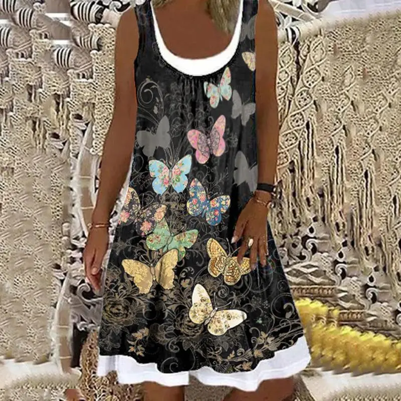 Women Sleeveless Blue Anchor Midi Dress Summer 2022 - Image 9