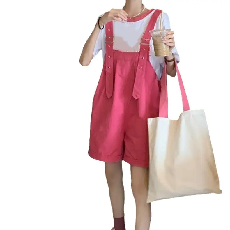 Pink High-Waist Overalls for Girls Student Style - Image 9