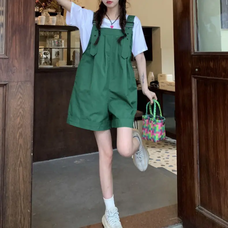 Pink High-Waist Overalls for Girls Student Style — feature 12