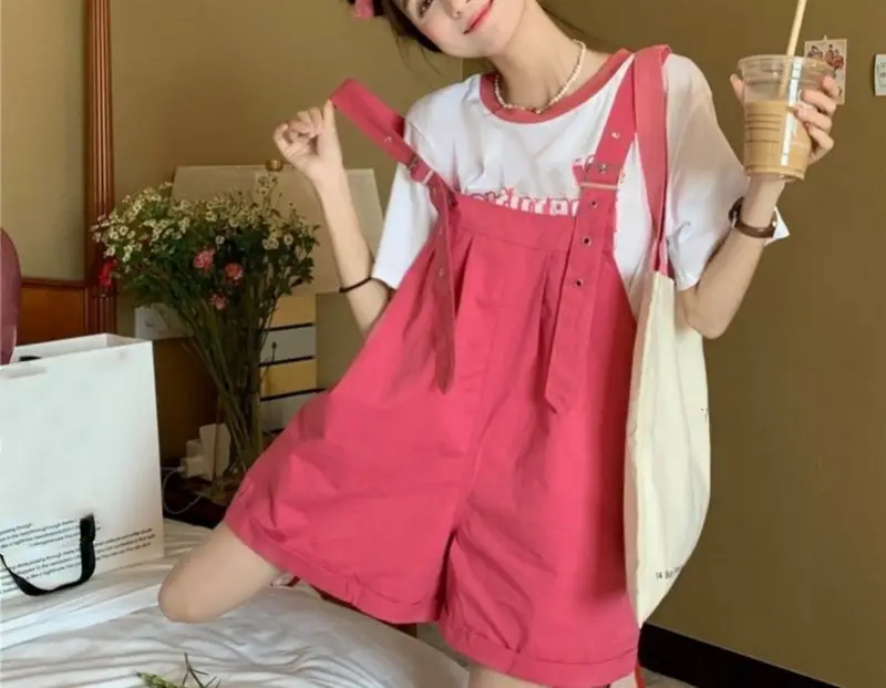 Pink High-Waist Overalls for Girls Student Style — feature 30