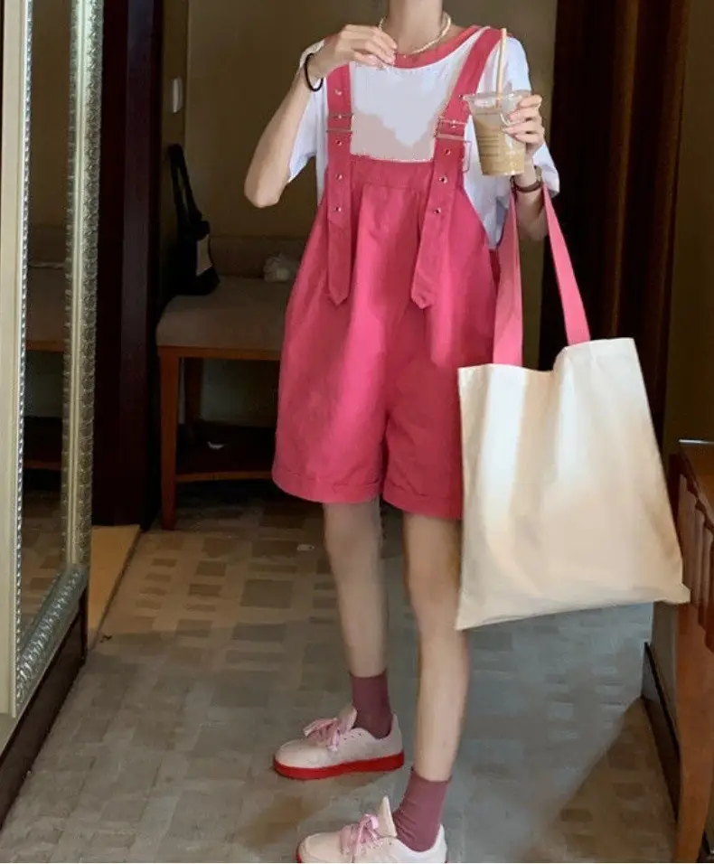 Pink High-Waist Overalls for Girls Student Style — feature 31