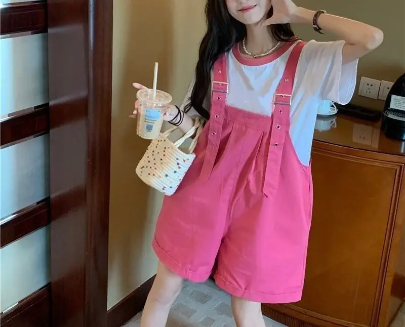 Pink High-Waist Overalls for Girls Student Style — feature 33
