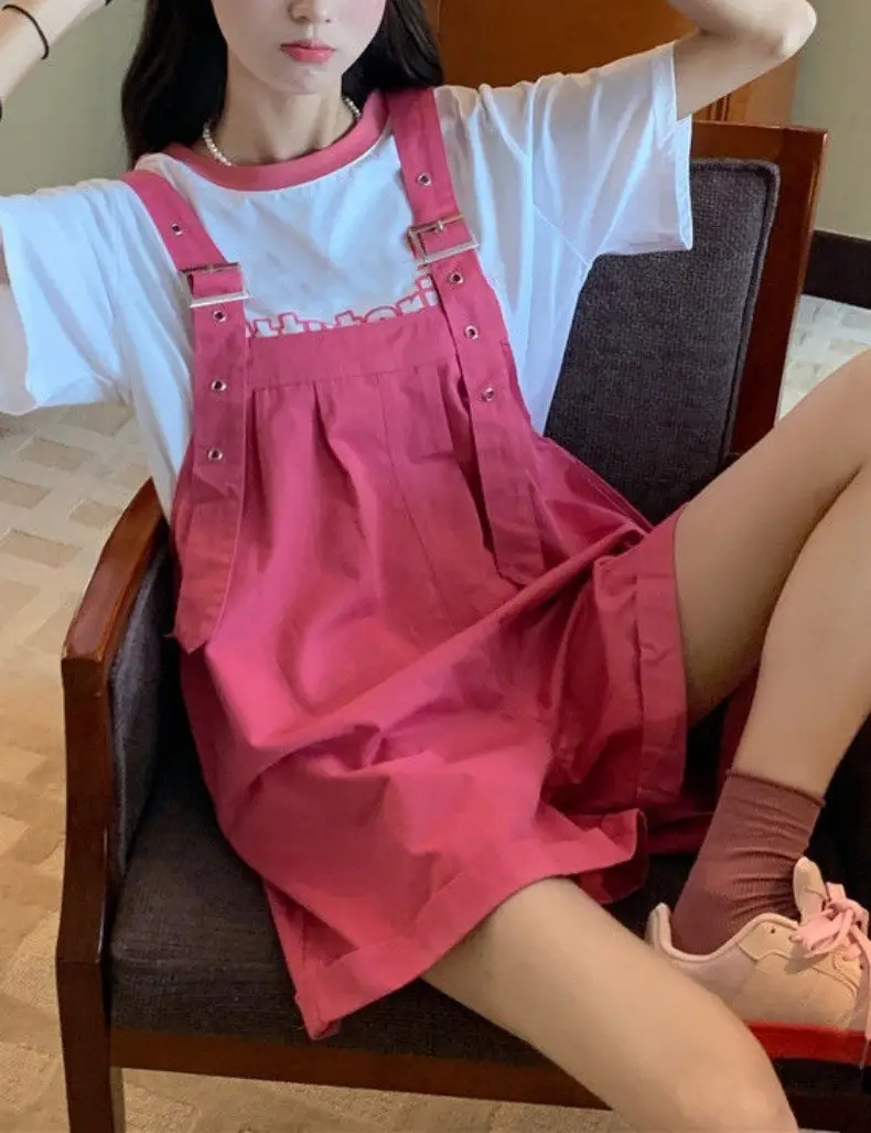 Pink High-Waist Overalls for Girls Student Style — feature 34