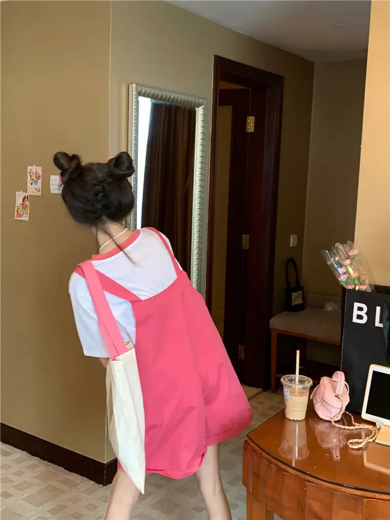 Pink High-Waist Overalls for Girls Student Style — feature 35