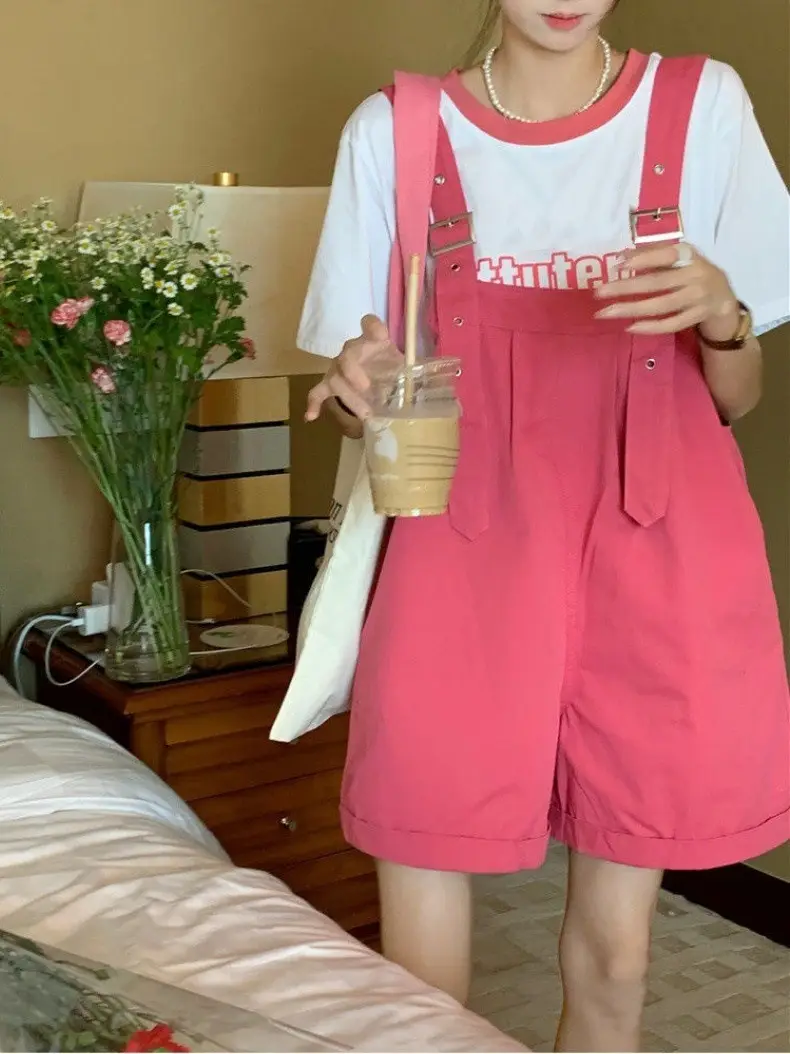 Pink High-Waist Overalls for Girls Student Style — feature 40