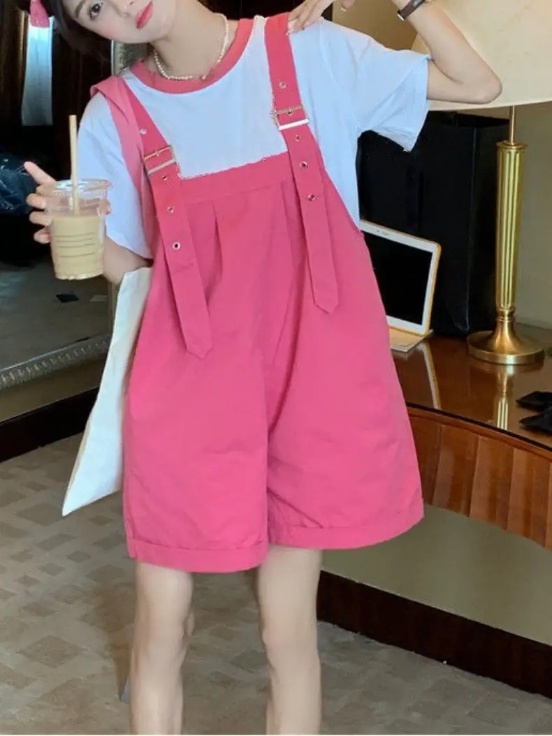 Pink High-Waist Overalls for Girls Student Style — feature 42