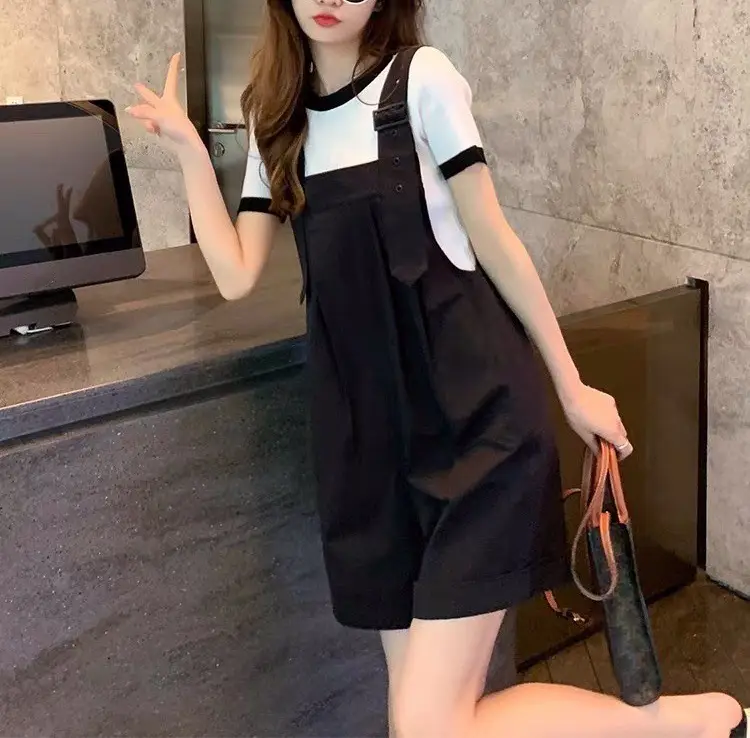 Pink High-Waist Overalls for Girls Student Style - Image 2