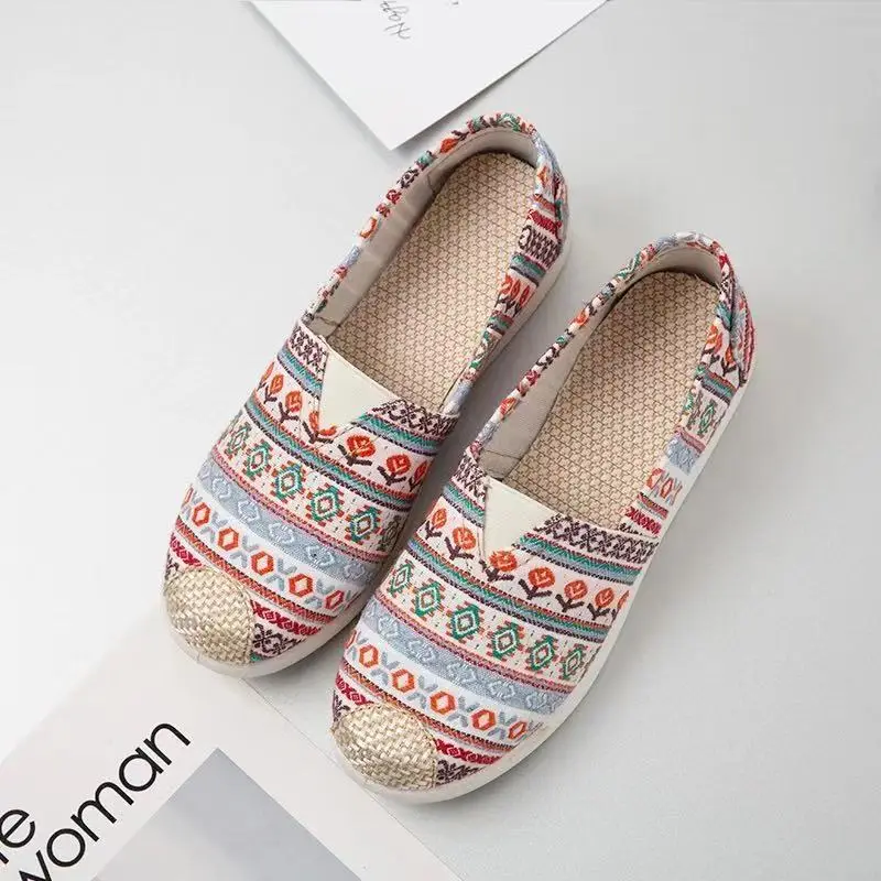Women's Ethnic Patterned Slip-On Shoes Spring Autumn Soft Sole Canvas - Image 4