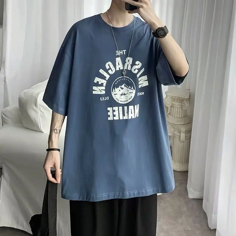 Men Grey Graphic T-Shirt Short Sleeve Casual Wear - Image 4