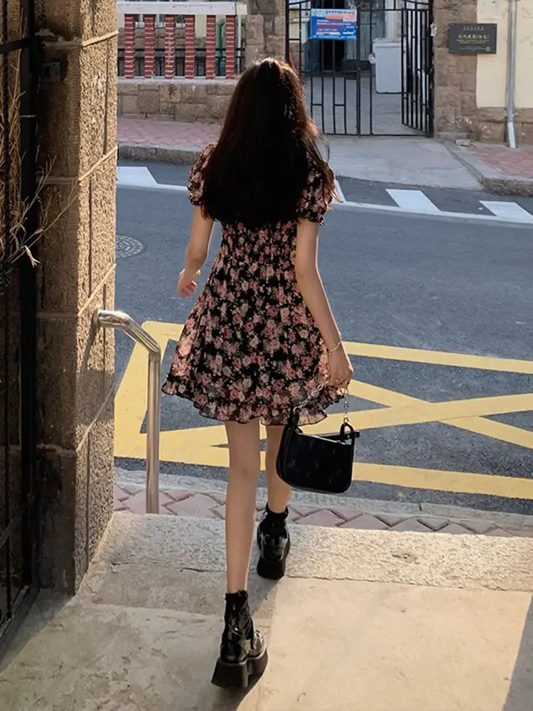 French Floral Dress 2022 Summer Thin Waist - Image 4