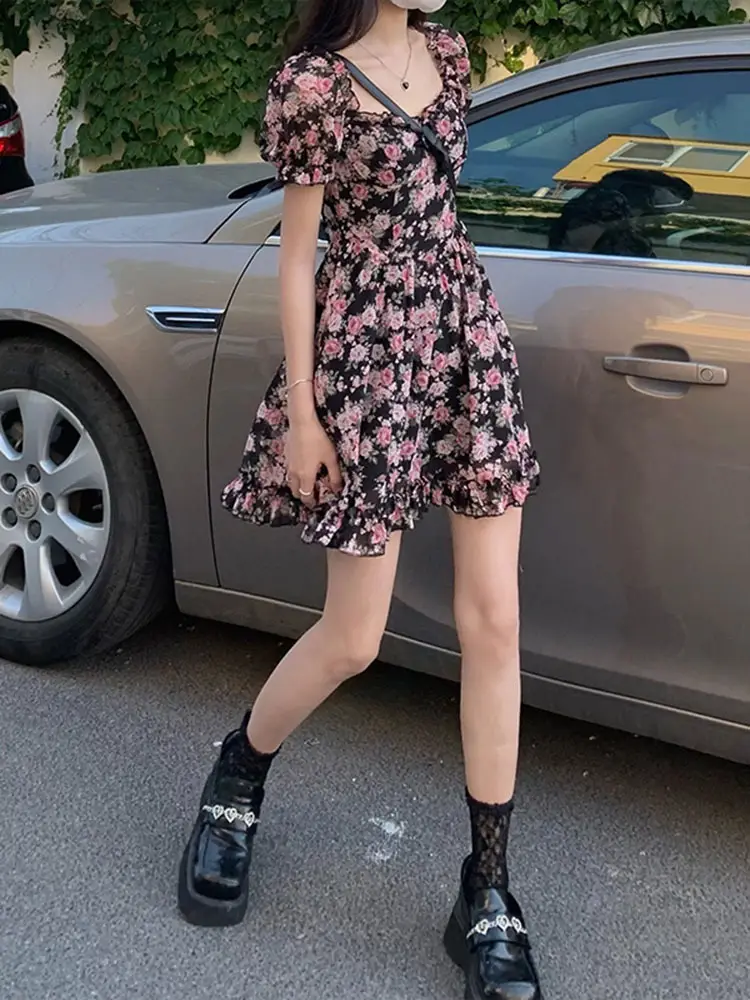 French Floral Dress 2022 Summer Thin Waist - Image 5