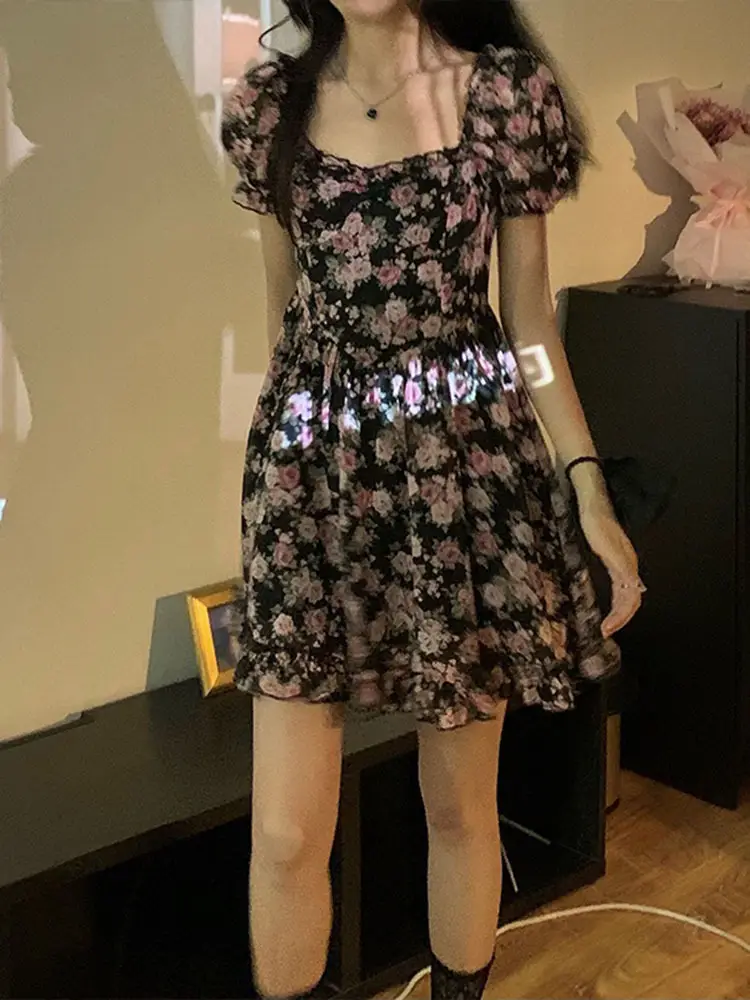 French Floral Dress 2022 Summer Thin Waist - Image 6