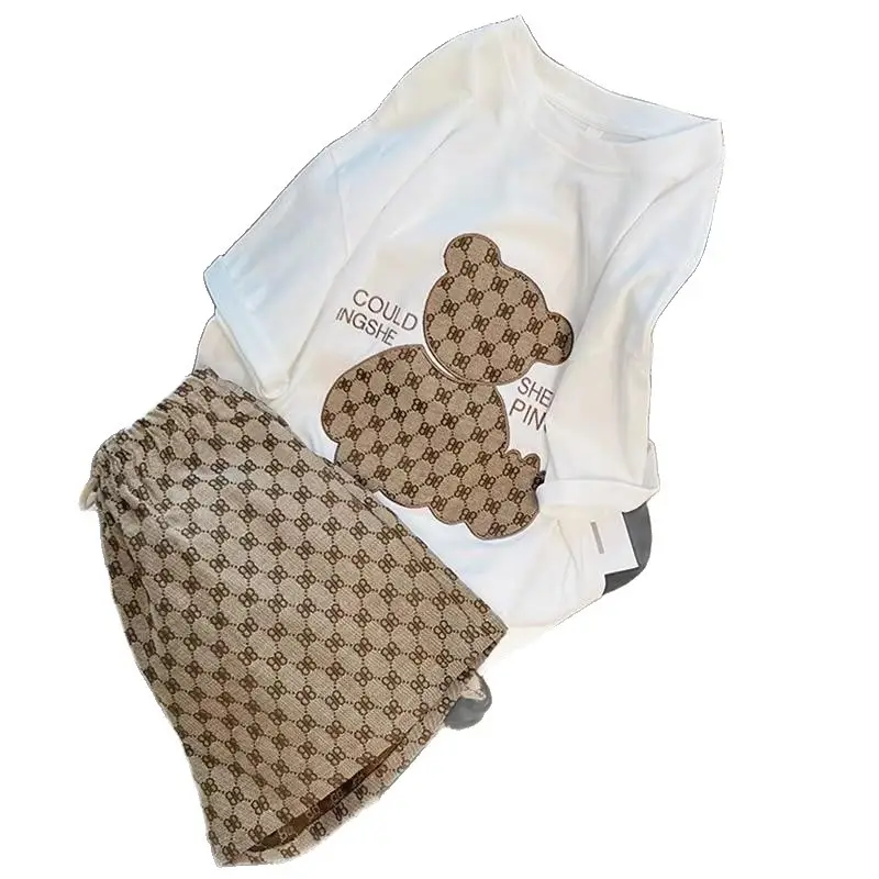 Women Bear Print Top Shorts Set Summer 2025