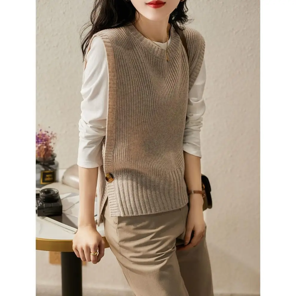 Maoning's New Autumn Japanese Style Round Neck Knitted Vest