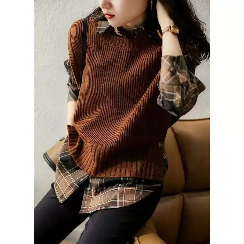 Maoning's New Autumn Japanese Style Round Neck Knitted Vest