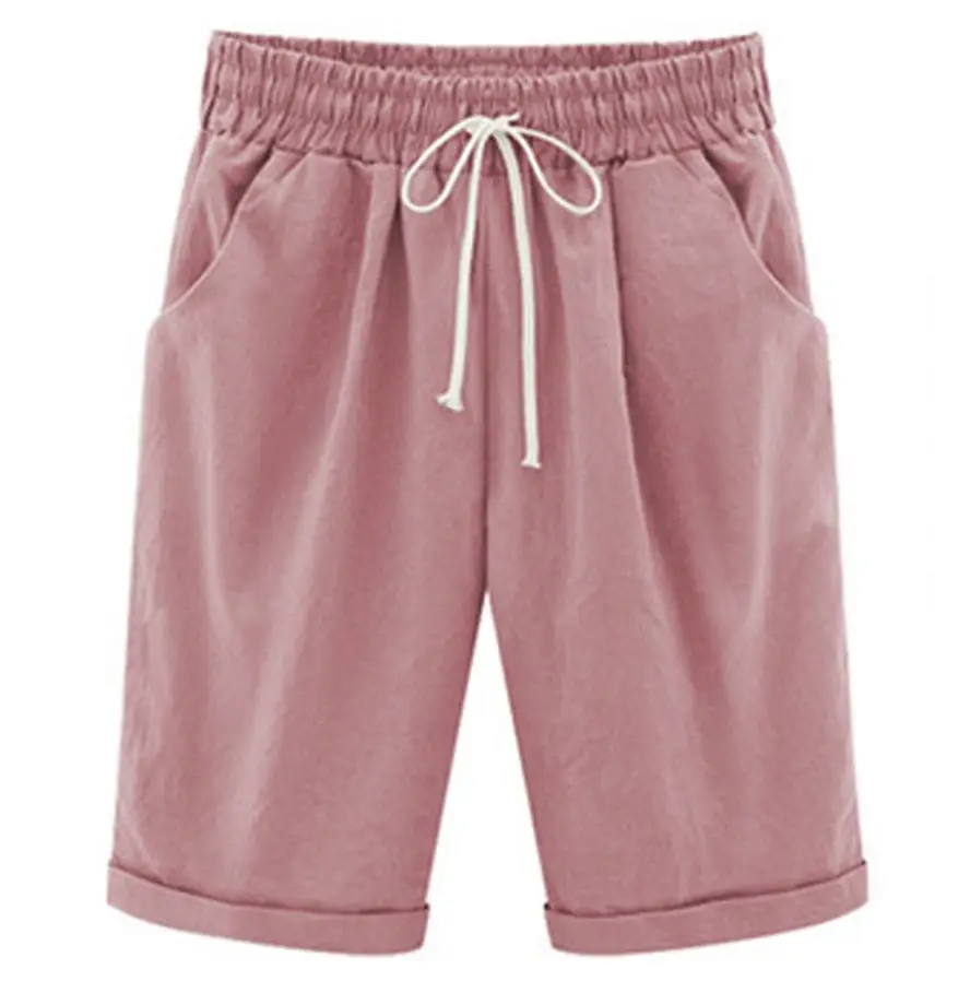 Women's Pink Cotton Drawstring Shorts Large - Image 5