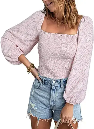 Women's Brown Printed Long Sleeve Slim Fit Top - Image 7