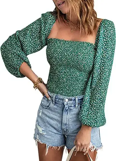 Women's Brown Printed Long Sleeve Slim Fit Top - Image 2