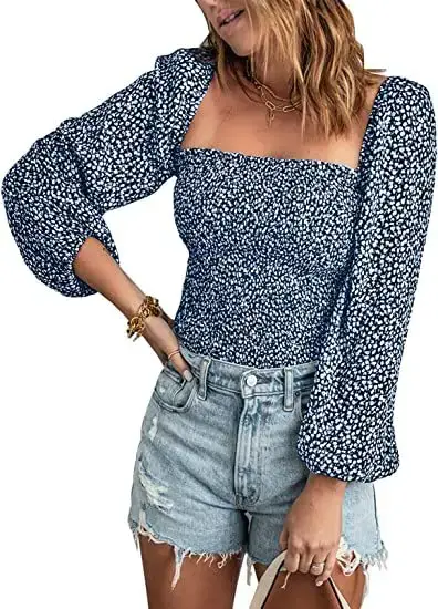 Women's Brown Printed Long Sleeve Slim Fit Top - Image 3