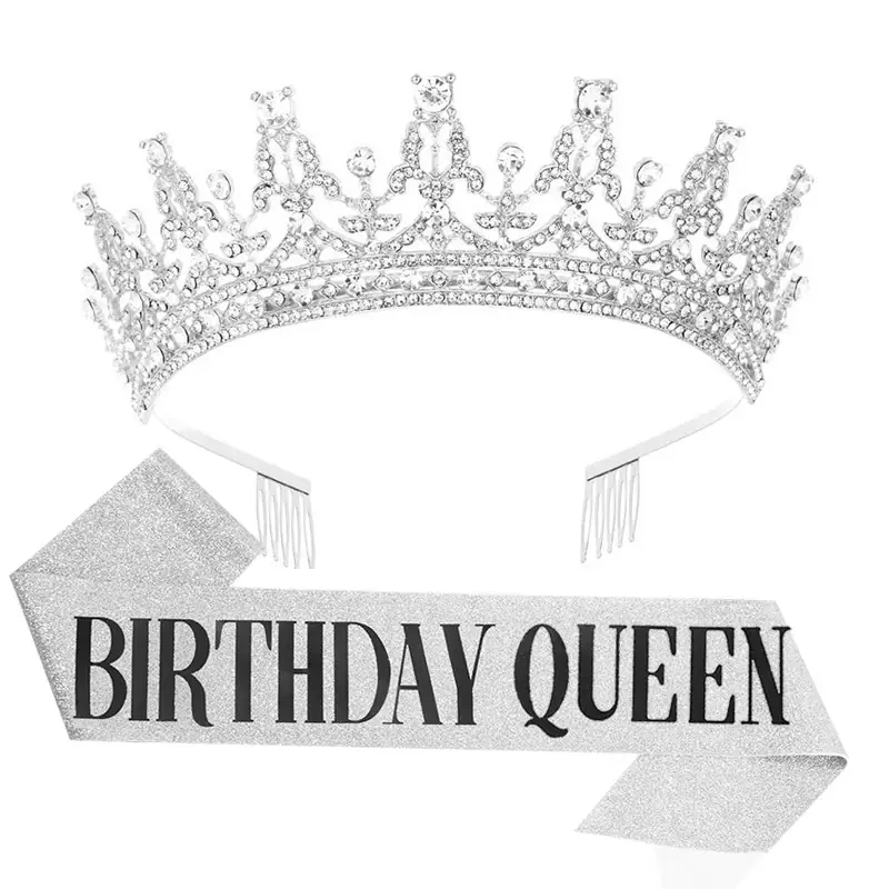 Rose Gold Diamond Crown Headband for Girls Birthday Party