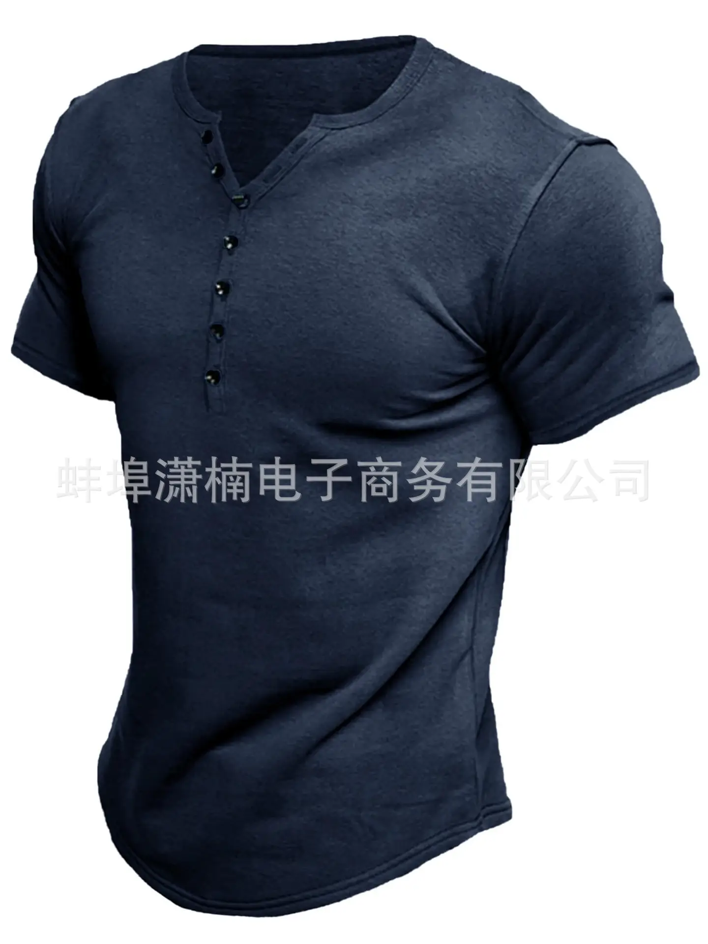 Men's Brown Button Front T-Shirt Short Sleeve Solid Color - Image 7