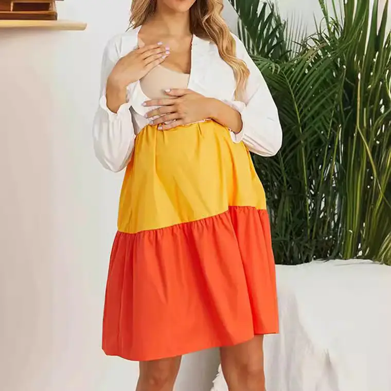 Multi Color V Neck Long Sleeve Skirt Set for Women