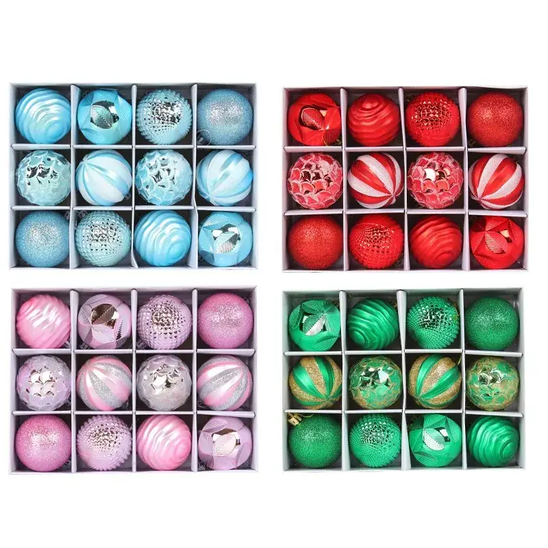 Cangyan Pink Glitter Christmas Balls 12pcs - Image 9