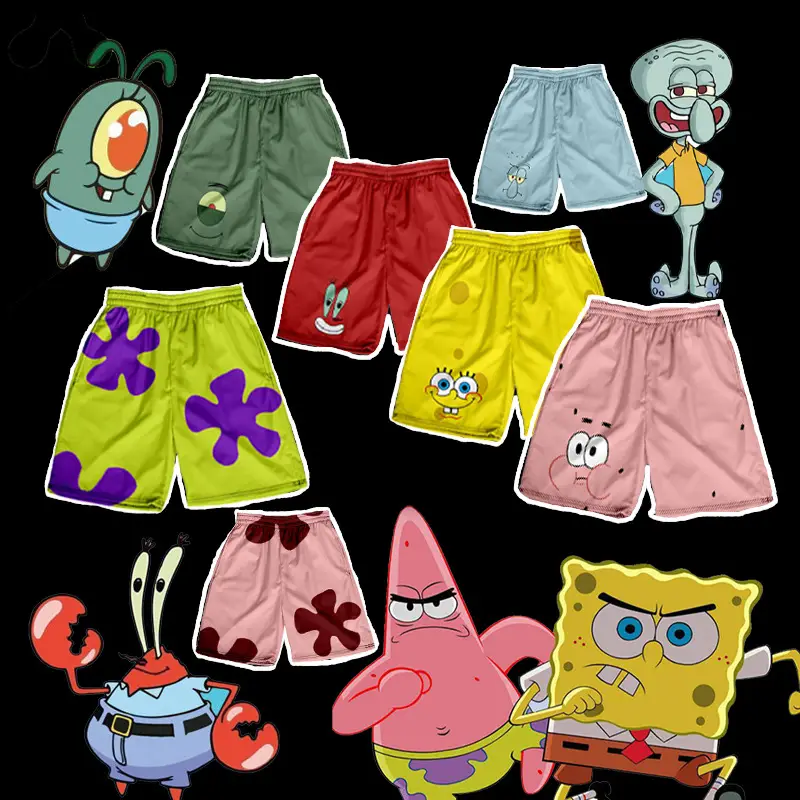 Hawaiian Spongebob Crossbody Shorts Couple Tan - Image 16